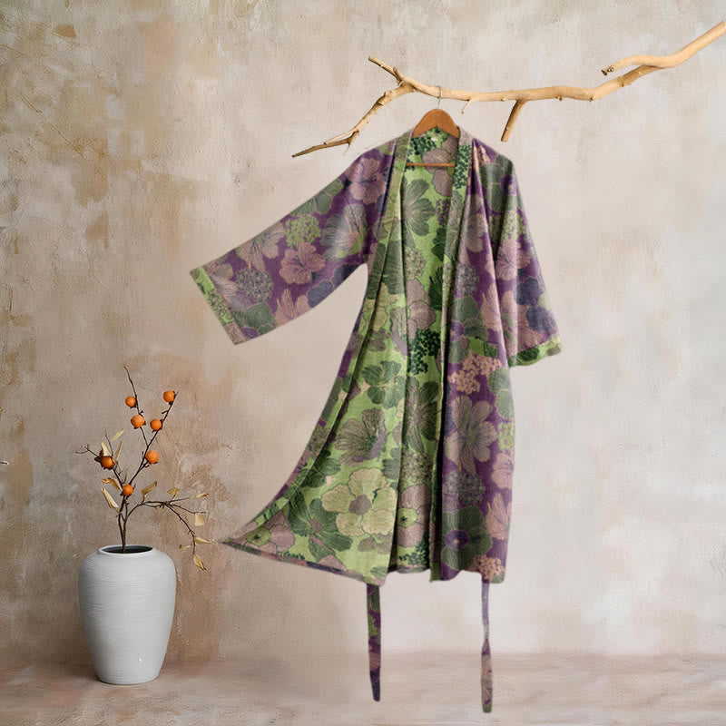 Peach Blossom Cotton Gauze Kimono Robe - image 11
