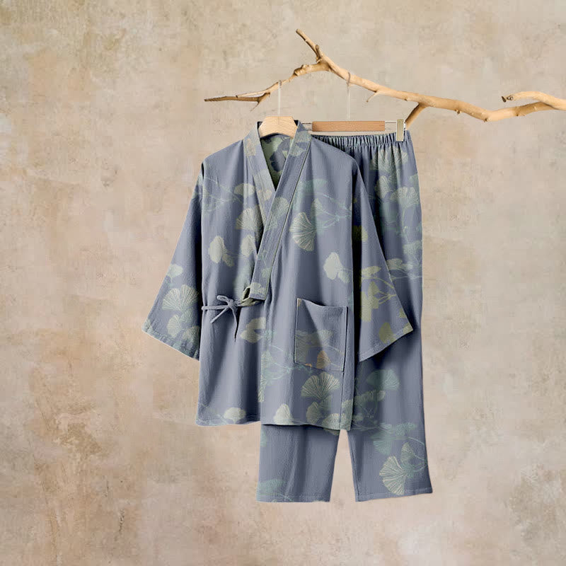Ginkgo Leaf Organic Cotton Kimono Loungewear - image 7