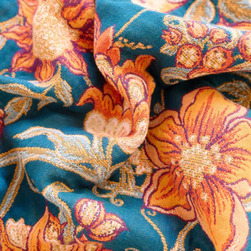 Luxurious Floral Cotton Tassel Blanket - image 4