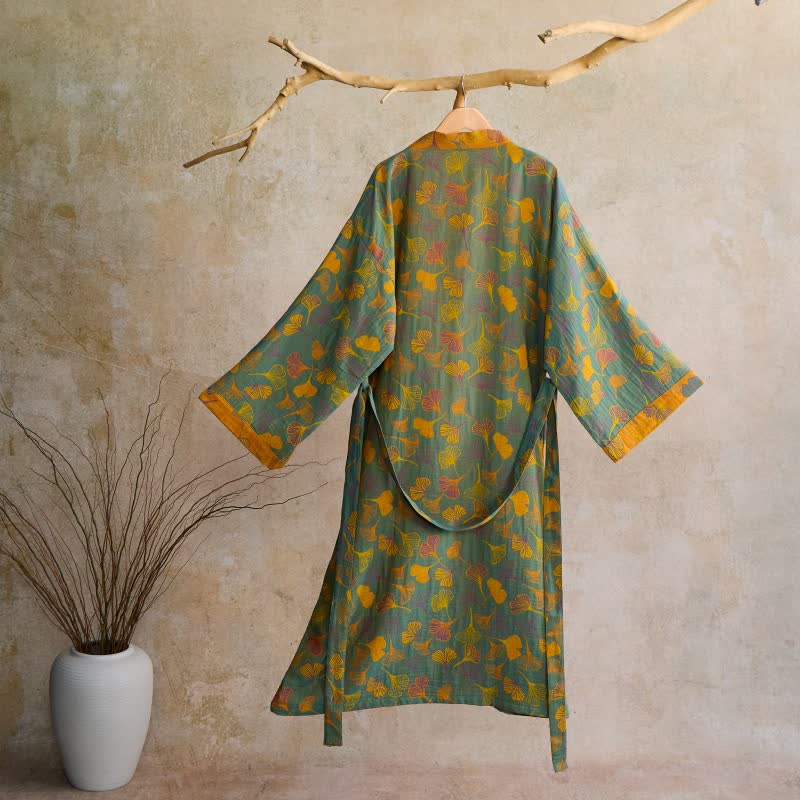 Ginkgo Biloba Cotton Gauze Kimono Robe - image 49