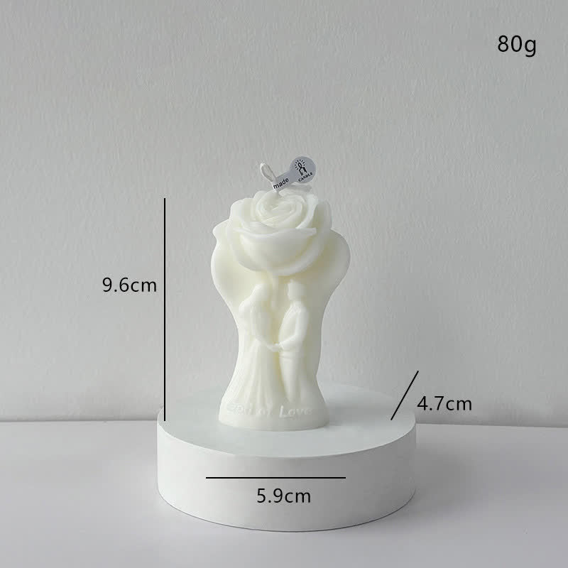 Romantic Rose Couple Scented Candle - White - 4PCS - 1.85"W x 2.32"L x 3.78"H - image 6