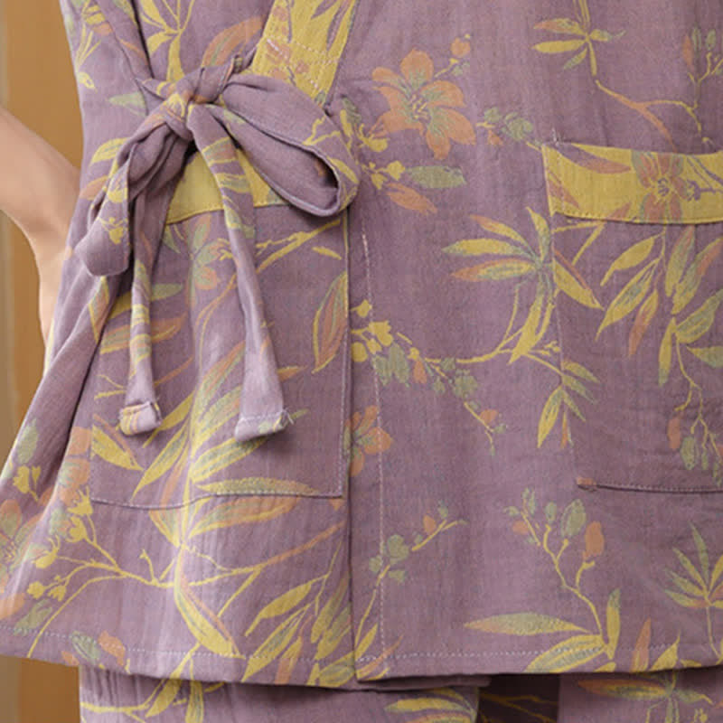 Quick-Dry Cotton Gauze Kimono Pajamas Set - image 8