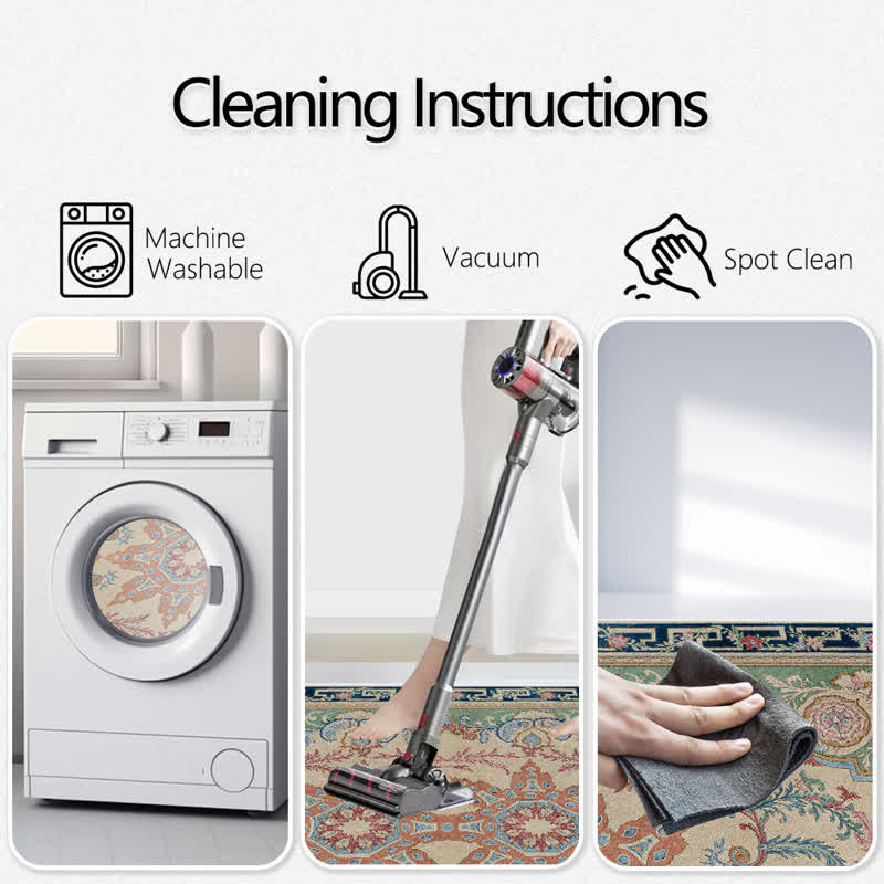 Retro Palace Style Medallion Non-slip Area Rug - image 7