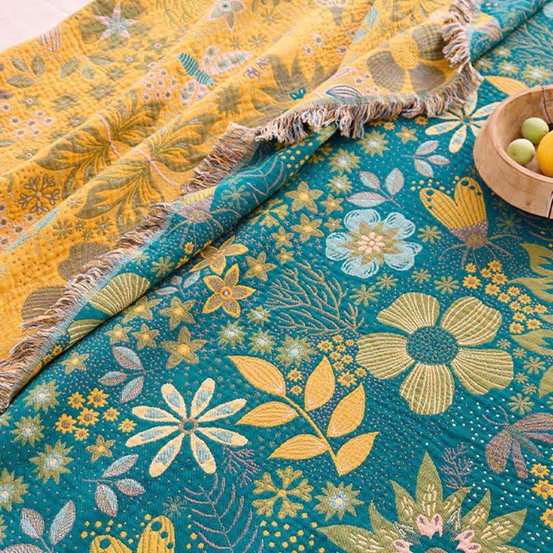 Reversible Floral & Butterfly Cotton Gauze Quilt - image 8