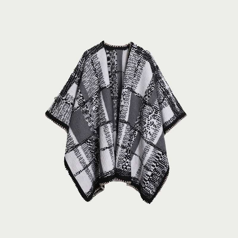 Stylish Dot Check Pattern Shawl Blanket - Black - 59" x 47" - image 1