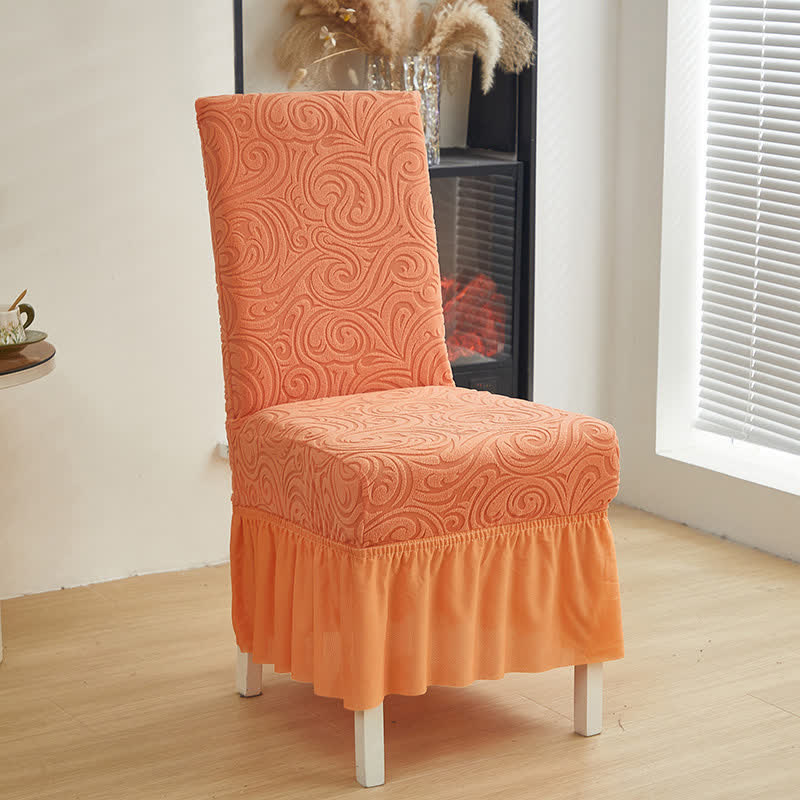Universal Stretch Jacquard Dining Chair Cover - Orange - 6PCS - One size - image 15