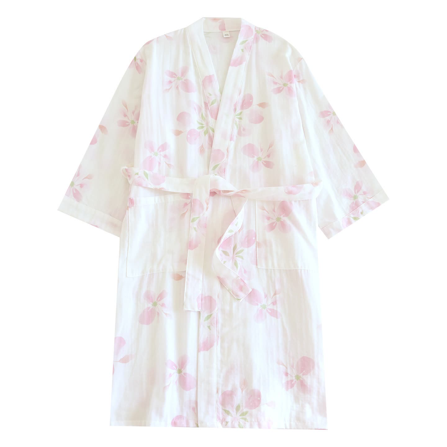 Cherry Blossom Cotton Gauze Kimono Bathrobe - image 12