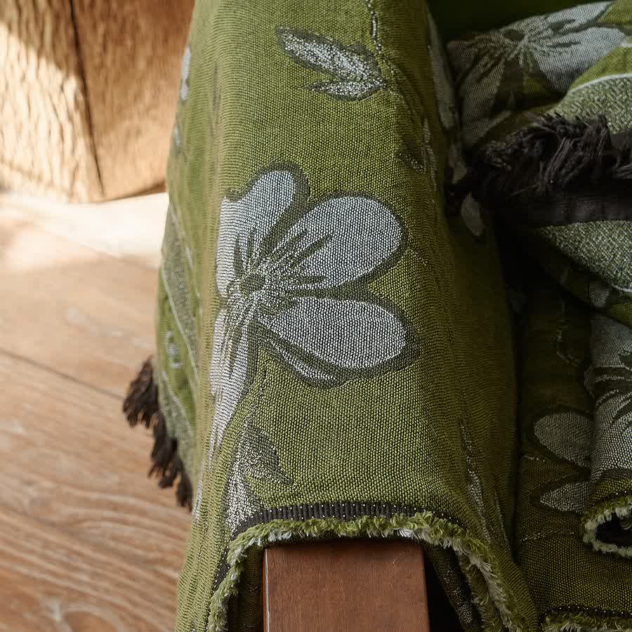 Elegant Floral Pure Cotton Tassel Blanket - image 6