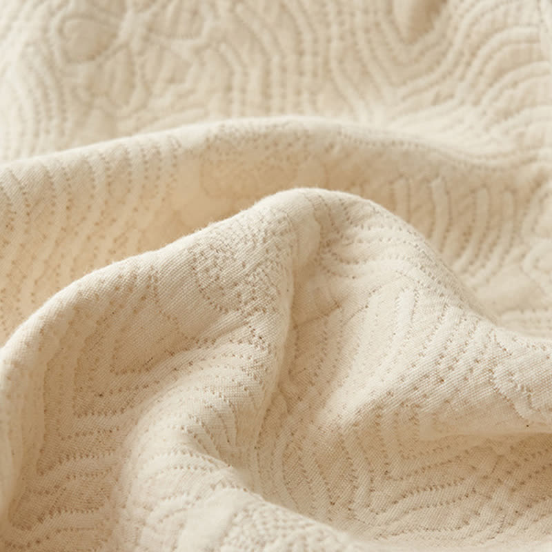 Textured Geometric Floral Cotton Linen Quilt - image 13