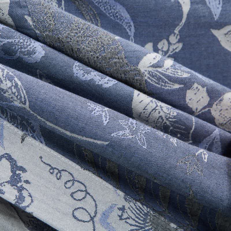 Pastoral Leaf Cotton Gauze Kimono Robe - image 7