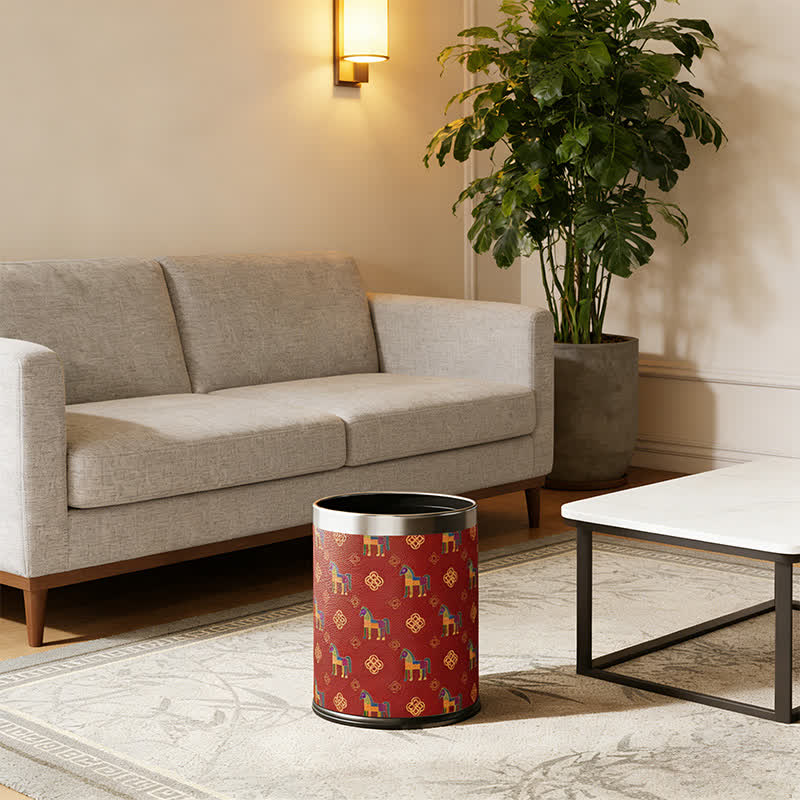Oriental Geometric Horse Series Trash Can - image 3