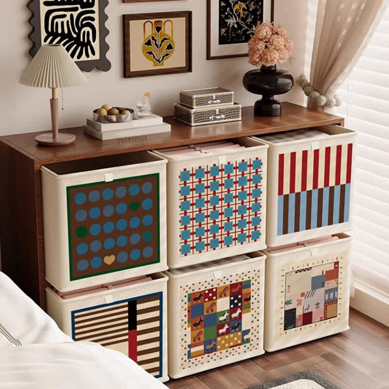 Red & Blue Striped Fabric Storage Basket - image 2