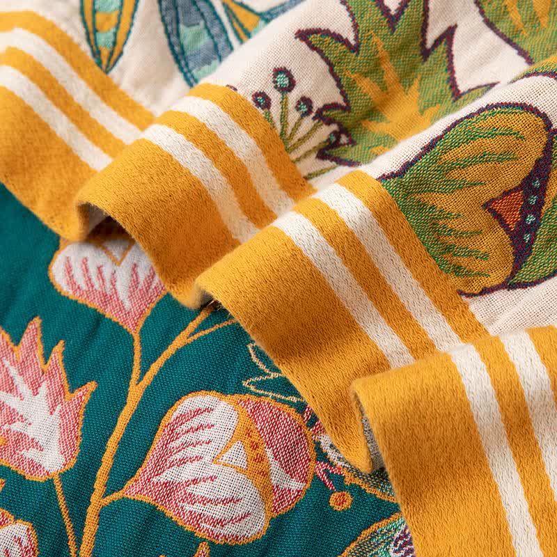 Vibrant Floral Pure Cotton Quilt Blanket - image 5