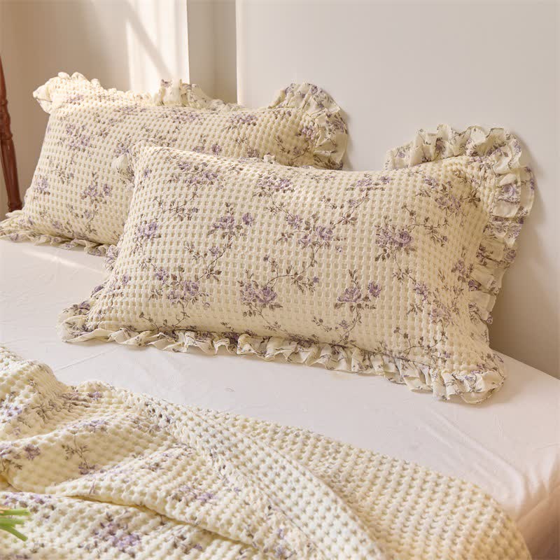 Floral Cotton Gauze Waffle Weave Quilt Blanket - image 15