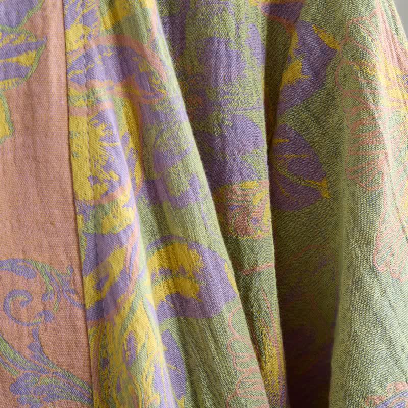 Artistic Floral Short Sleeve Cotton Robe - image 9