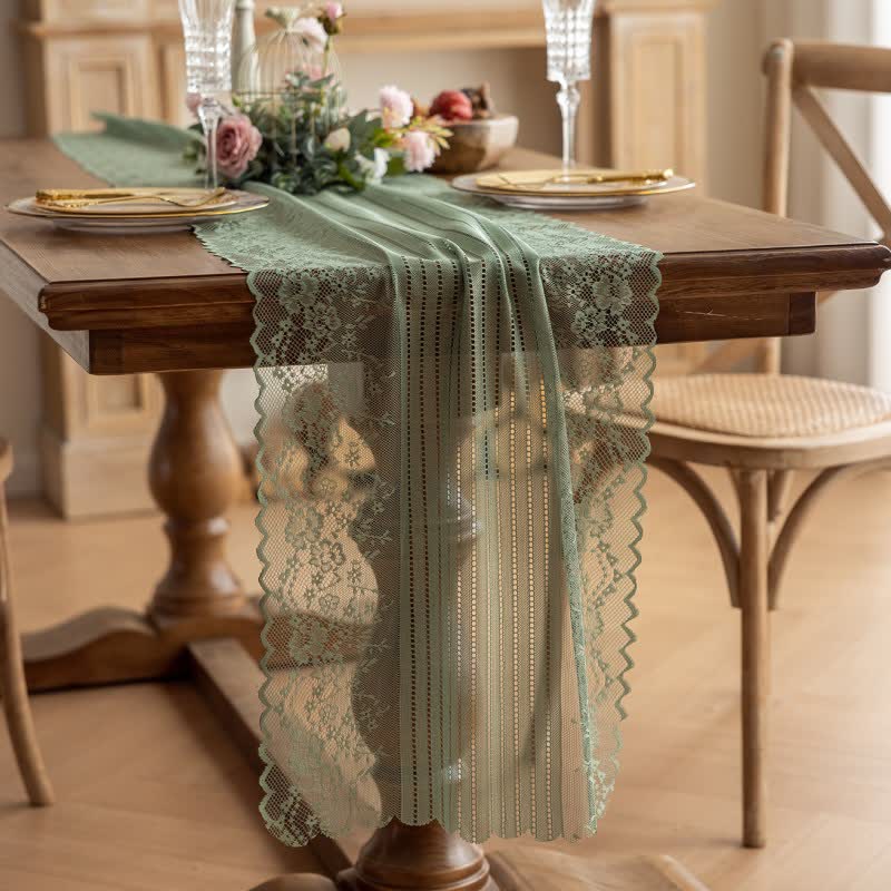 Floral Jacquard Lace Table Runner - image 10