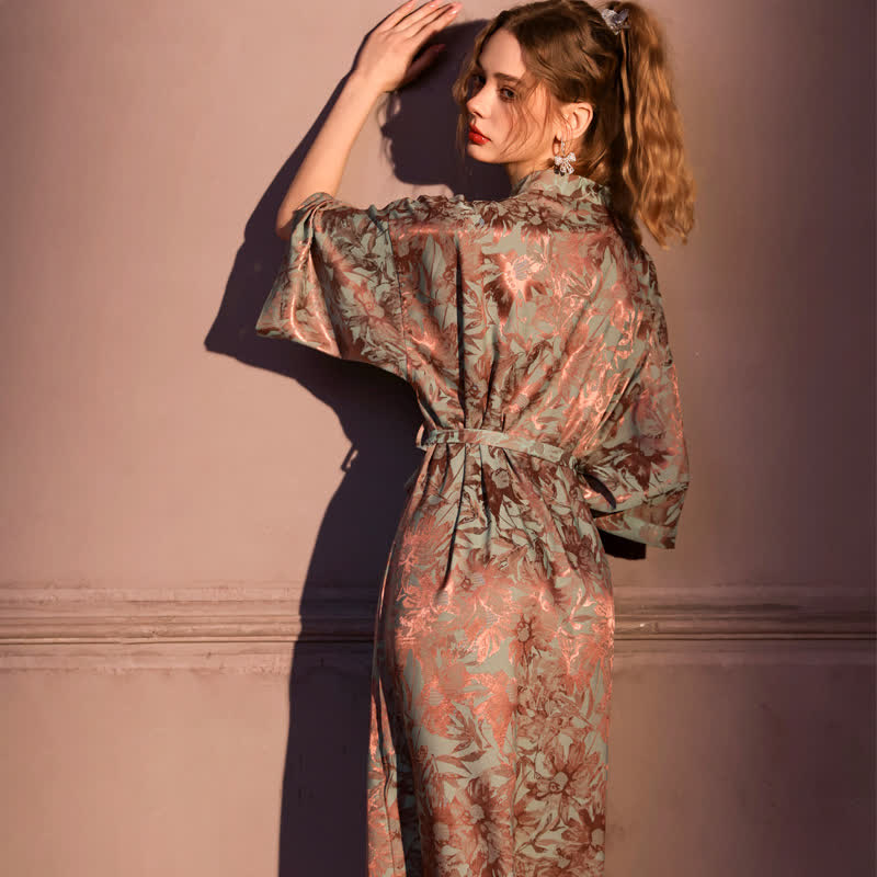 Artistc Floral Inspired 3/4 Sleeve Robe - image 4