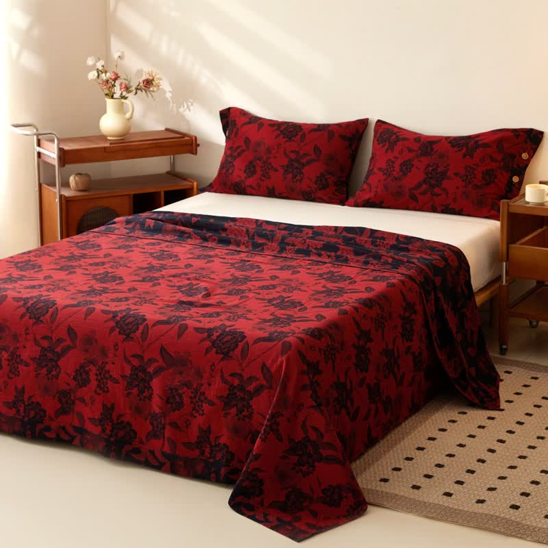 Vintage Floral Cotton Double Gauze Bedspread - image 1