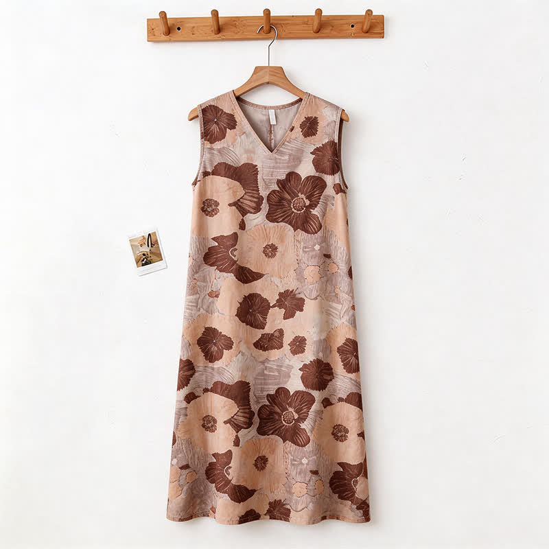 Artistic Floral Print Sleeveless Cami Nightgown - image 5