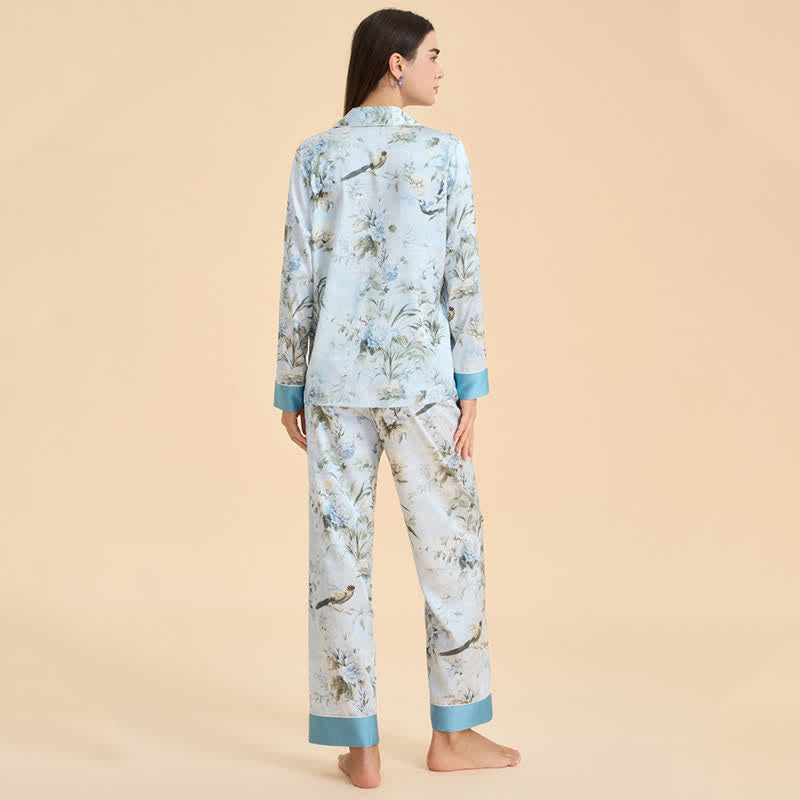 Elegant Floral & Bird Print Pajama Set - image 5