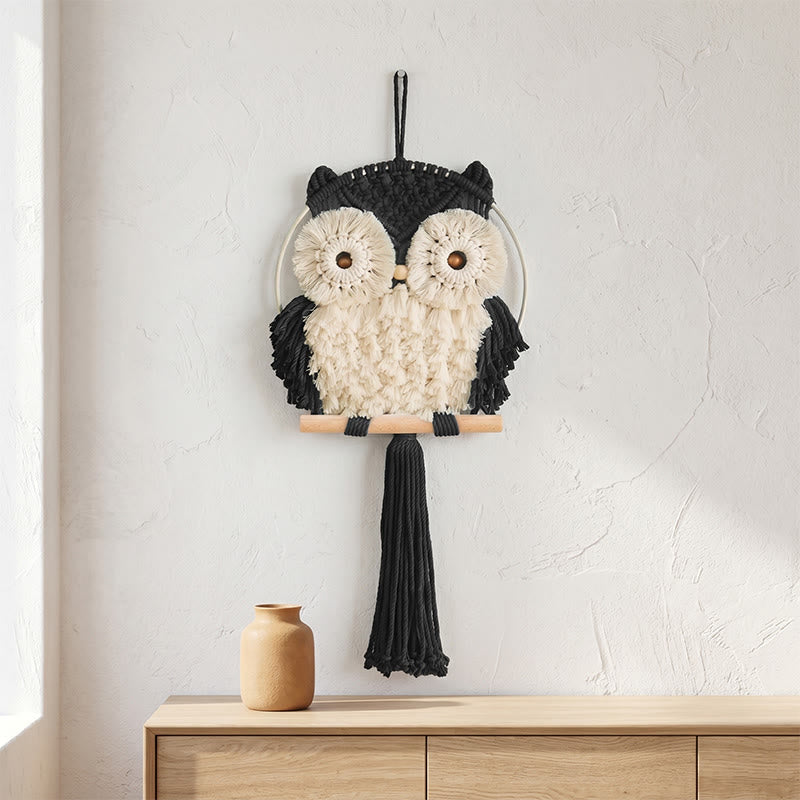 Nordic Warmth Macrame Owl Wall Hanging - Black - 25cm x 50cm - image 6
