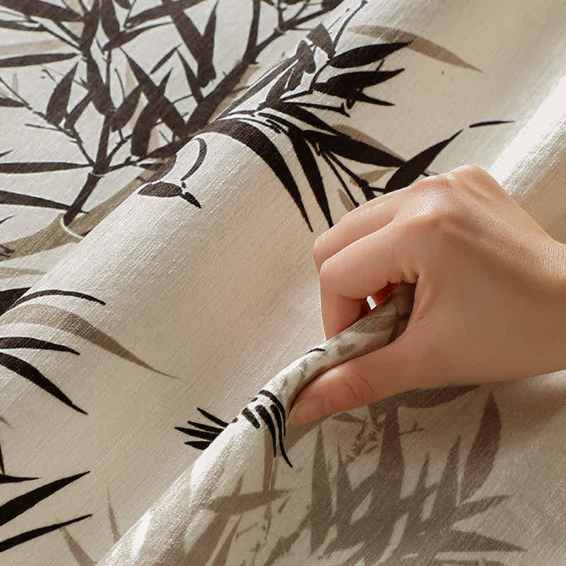 Vintage Oriental Bamboo Leaf Sofa Slipcover - image 6