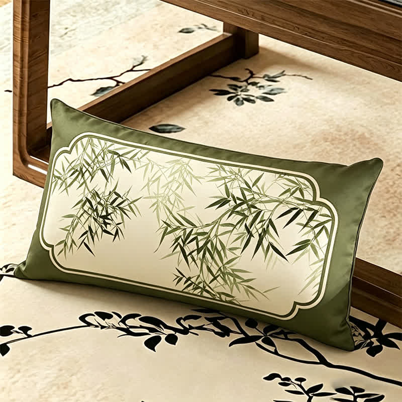 Vintage Green Bamboo Leaf Sofa Slipcover - Throw Pillow - 12" x 19" - image 4