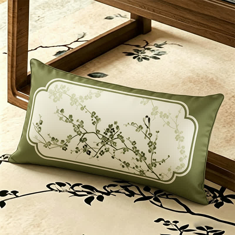 Vintage Green Plum Blossom Sofa Slipcover - Throw Pillow - 12" x 19" - image 3