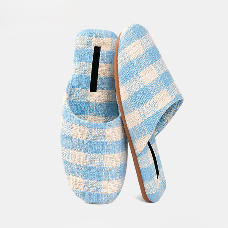 Chic Plaid Cotton-Linen Anti-Slip Slippers - image 11