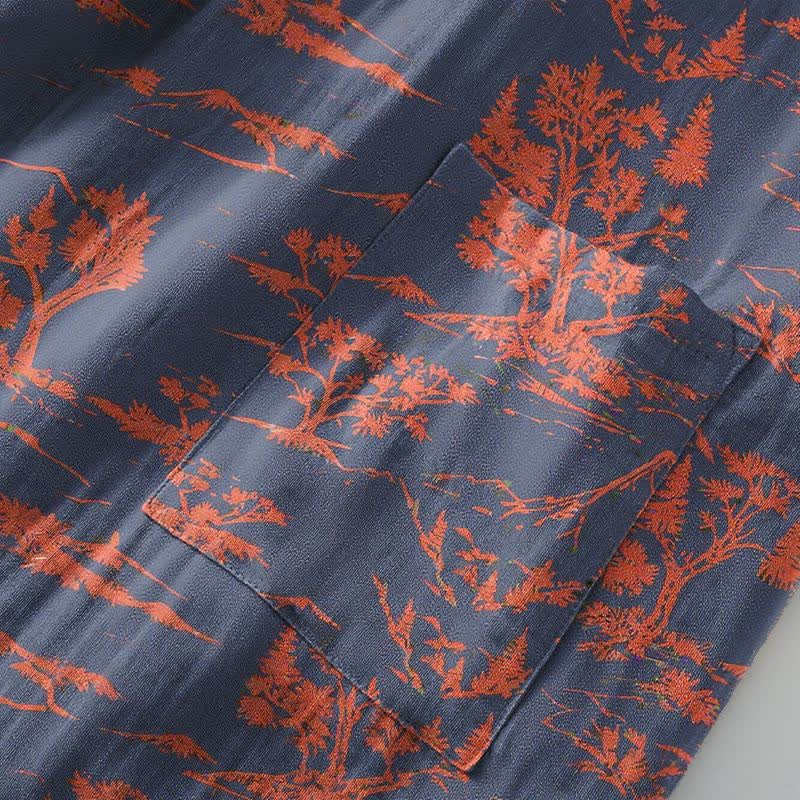 Unisex Mountain & Tree Cotton Gauze Kimono Robe - image 6