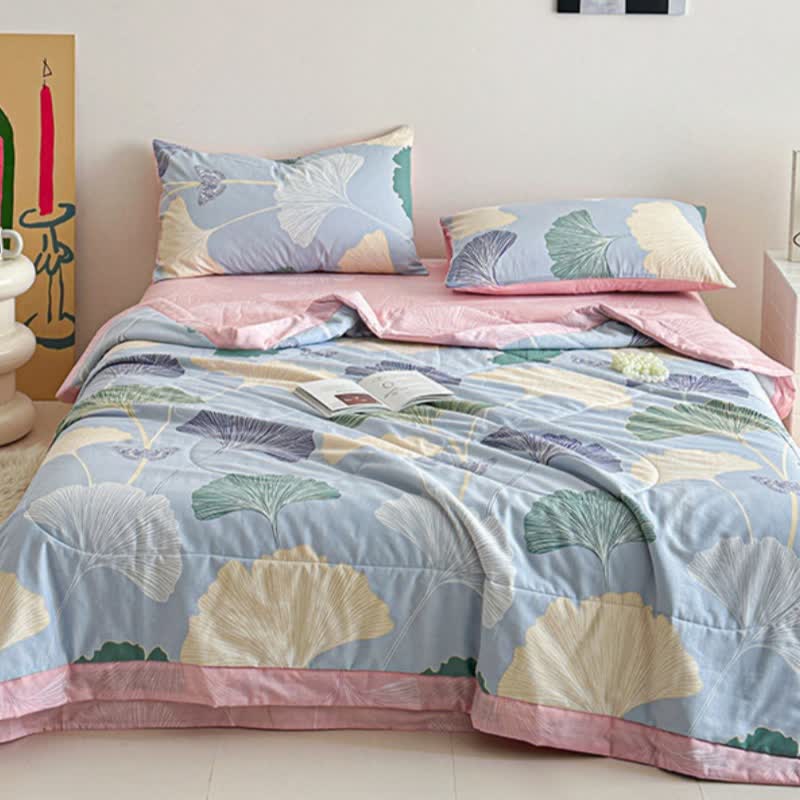 Ginkgo Leaf Print Pure Cotton Quilt - image 4