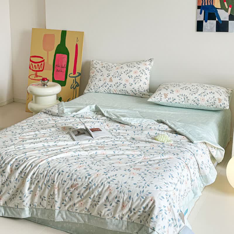 Country Leaf Floral Print Cotton Quilt - image 3
