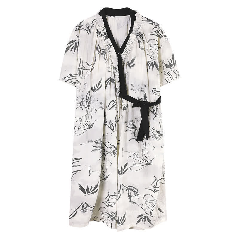 Artistic Pattern Ruffled Side-tie Nightgown - image 7