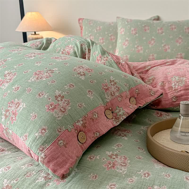 Vintage Floral Pure Cotton Gauze Bedding(4PCS) - image 7