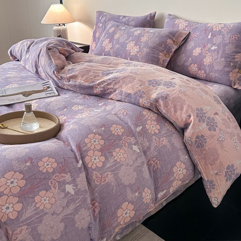 Floral & Butterfly Pure Cotton Gauze Bedding(4PCS) - image 3
