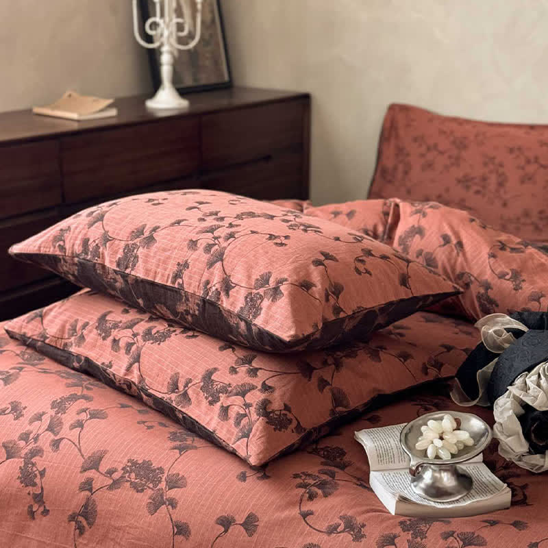Vintage Ginkgo Leaf Pure Cotton Bedding(4PCS) - image 14