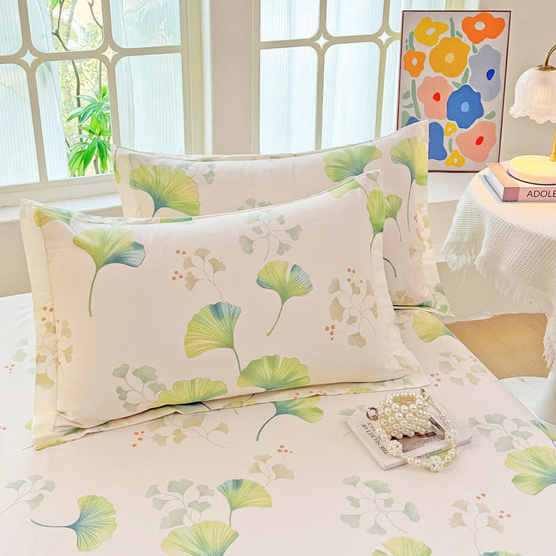 Ownkoti Ginkgo Leaf Pure Cotton Duvet Cover - 2PCS Pillowcases: 19" x 29" - image 1
