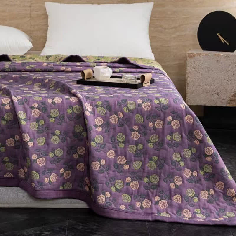 Elegant Rose Cotton Double Gauze Quilt - image 2