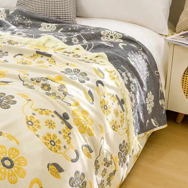Teapot Floral Cotton Gauze Quilt Blanket - image 2