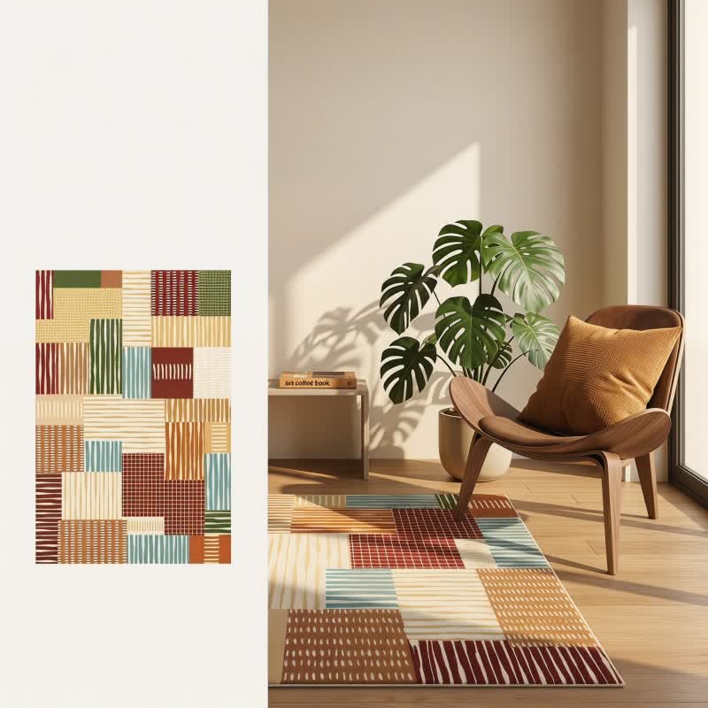 Modern Striped Patchwork Area Rug - image 4