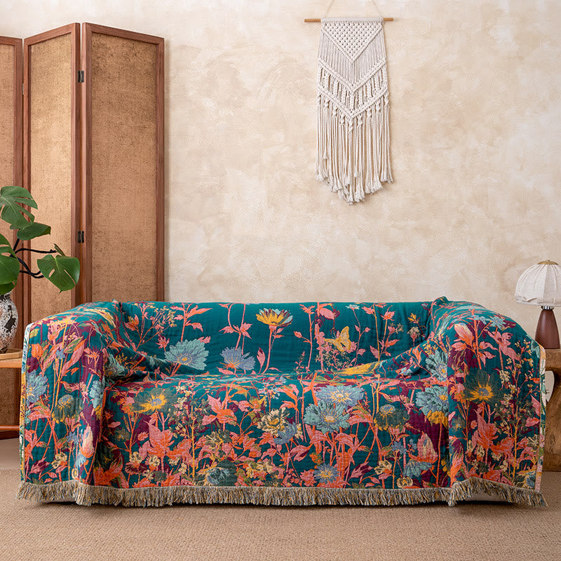Watercolor Wildflower Fringed Reversible Gauze Quilt - image 3