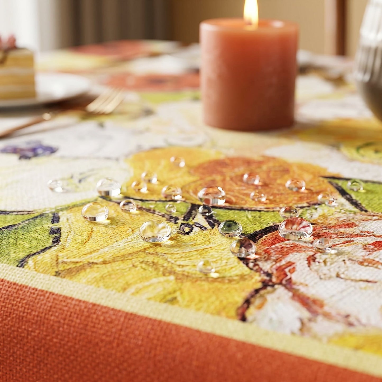 Waterproof Oil-Painting Floral Tablecloth - image 3