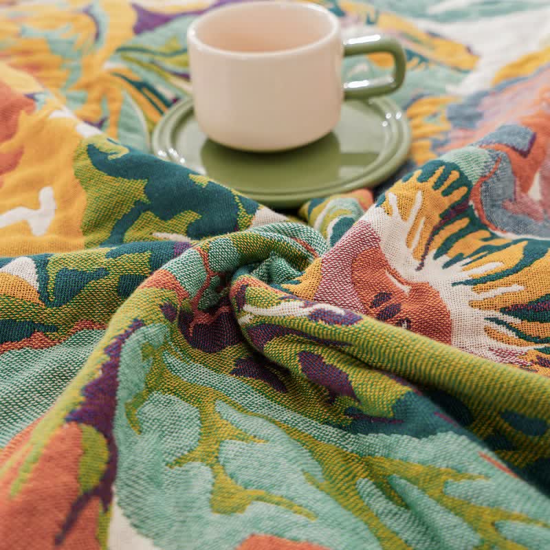 Bohemian Blooming Floral Cotton Quilt Blanket - image 5