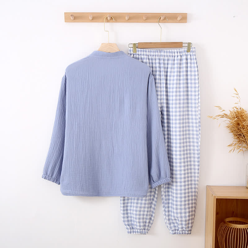 Mixed-Match Gingham Print Loungewear Set - image 9
