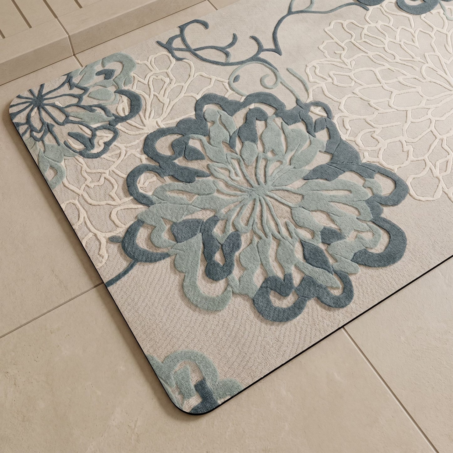 Floral Embossed Soft Non-Slip Bathroom Rug - image 4