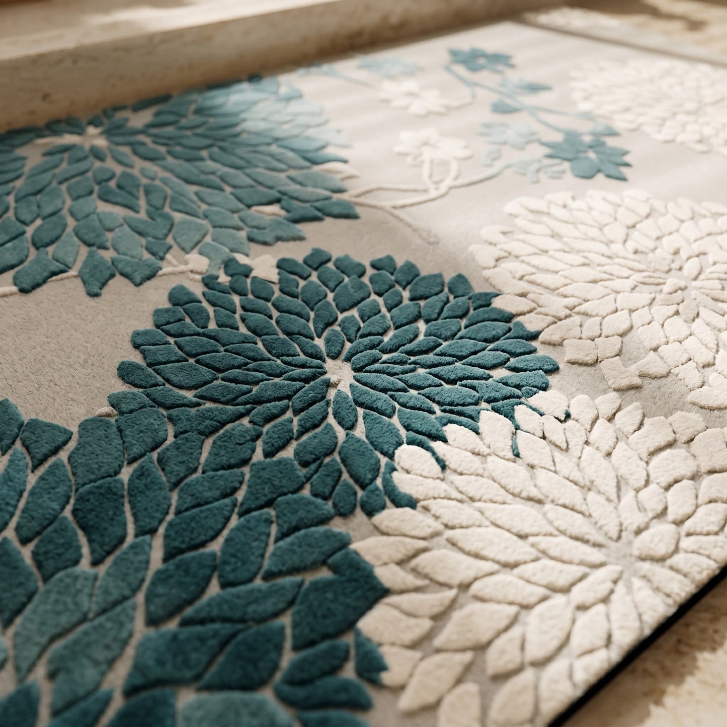 Blue Vintage Floral Non-Slip Bathroom Rug - image 4