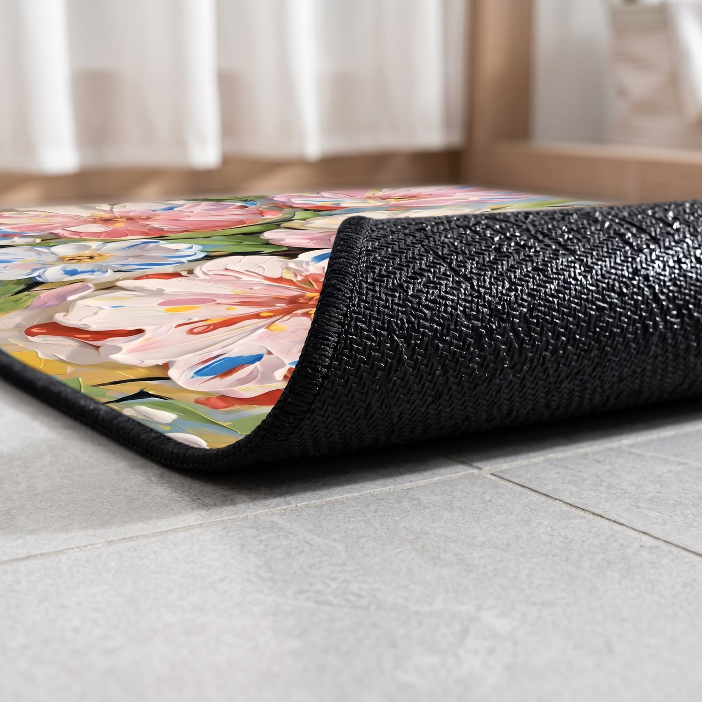 Vibrant Oil Painting Floral Bathroom Rug - image 4