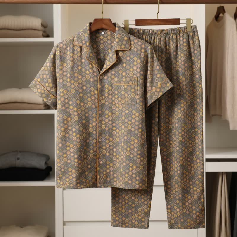 Unisex Vintage Geometric Cotton Loungewear Set - image 2
