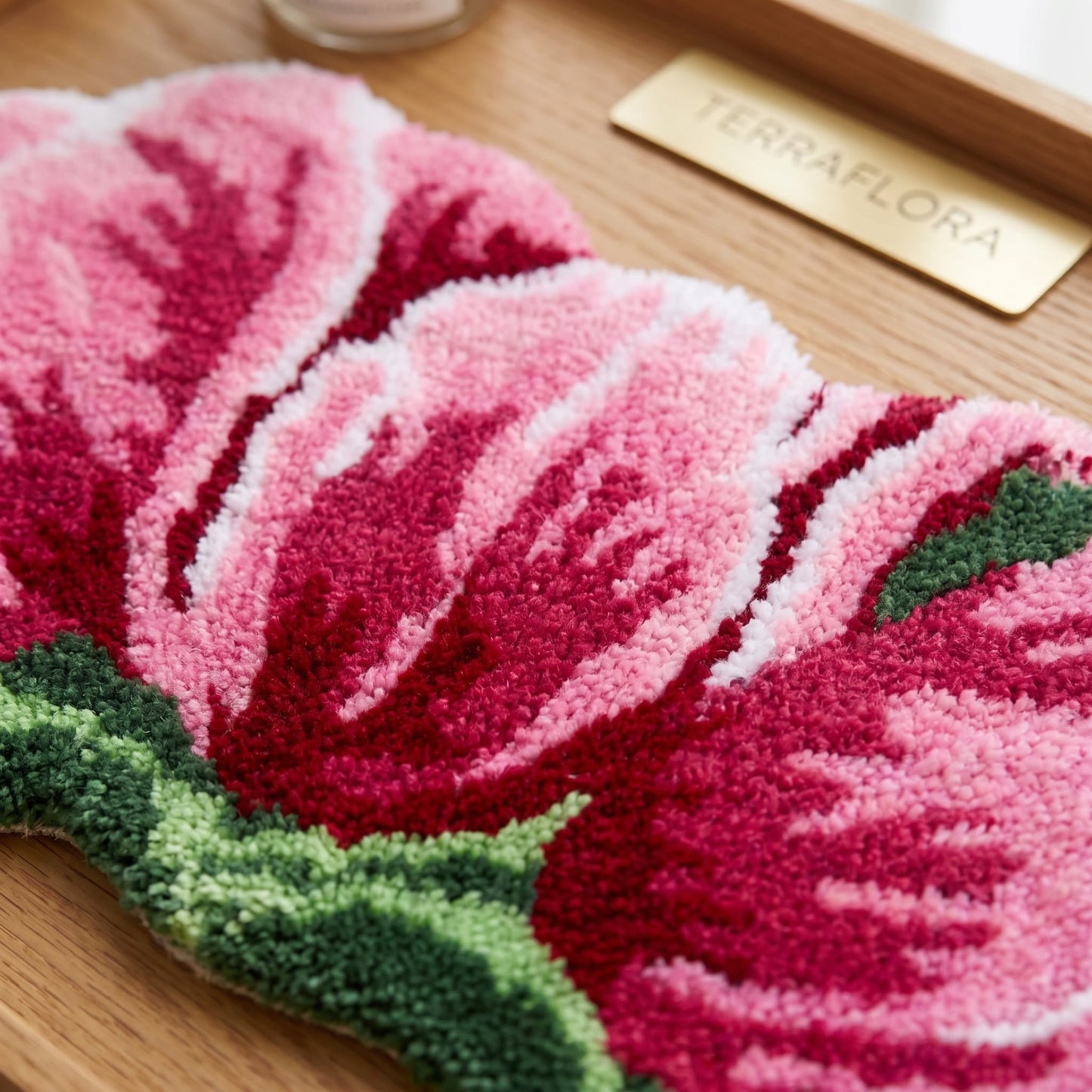Pink&Red Tulip Shaped Plush Bathroom Rug - image 5