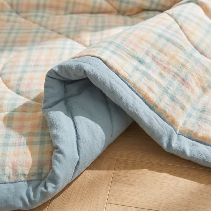Pastel Plaid Cotton Gauze Quilt - image 5
